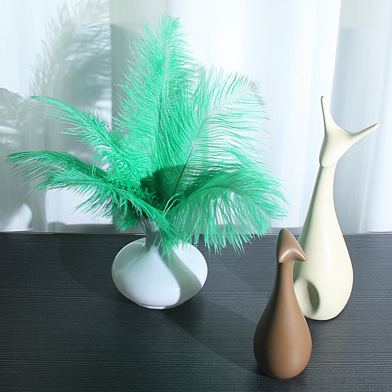12Pcs Ostrich Feathers 24-26 inch Bulk Feathers Meadow Green