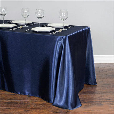 Satin Rectangular 90"x156" Tablecloth Navy
