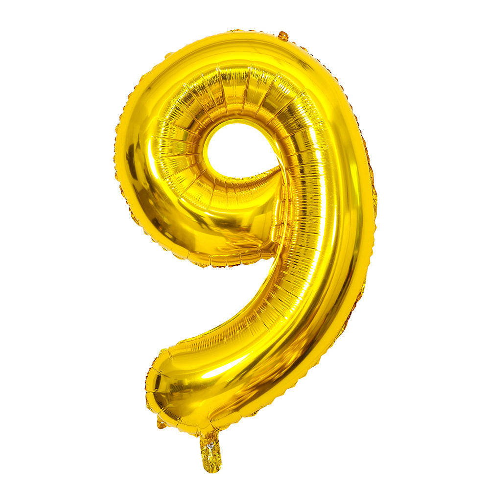32" Gold Letter Balloons Alphabet Number Foil Mylar Balloons Number "9"