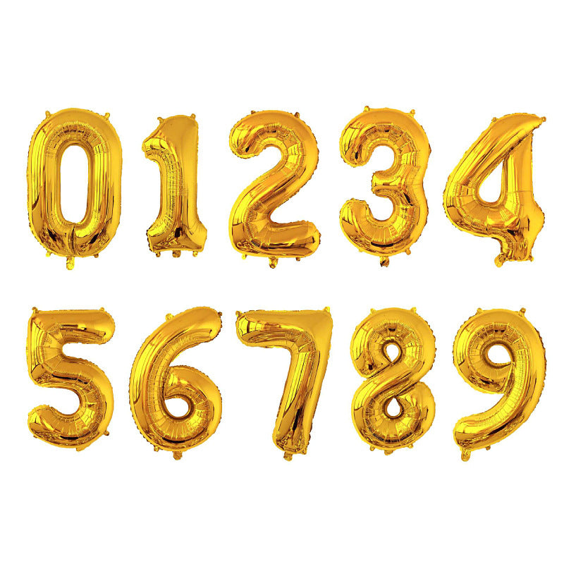 16" Gold Letter Balloons Alphabet Number Foil Mylar Balloons Number "7"