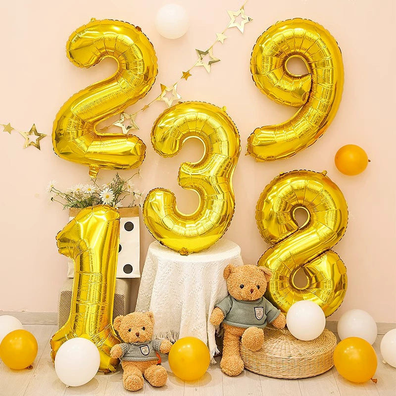32" Gold Letter Balloons Alphabet Number Foil Mylar Balloons Number "9"