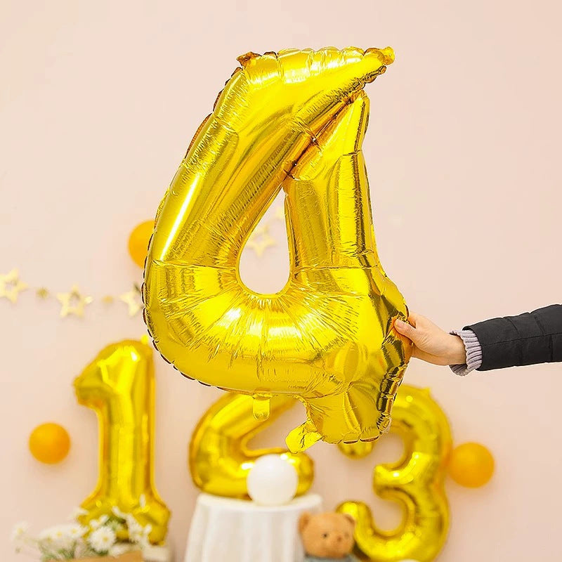 16" Gold Letter Balloons Alphabet Number Foil Mylar Balloons Number "8"