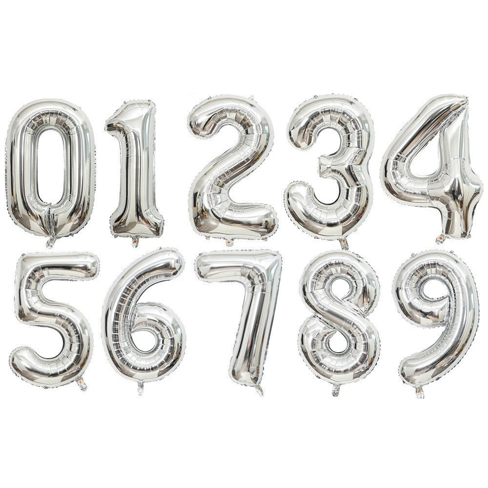 16" Silver Letter Balloons Alphabet Number Foil Mylar Balloons Number "7"