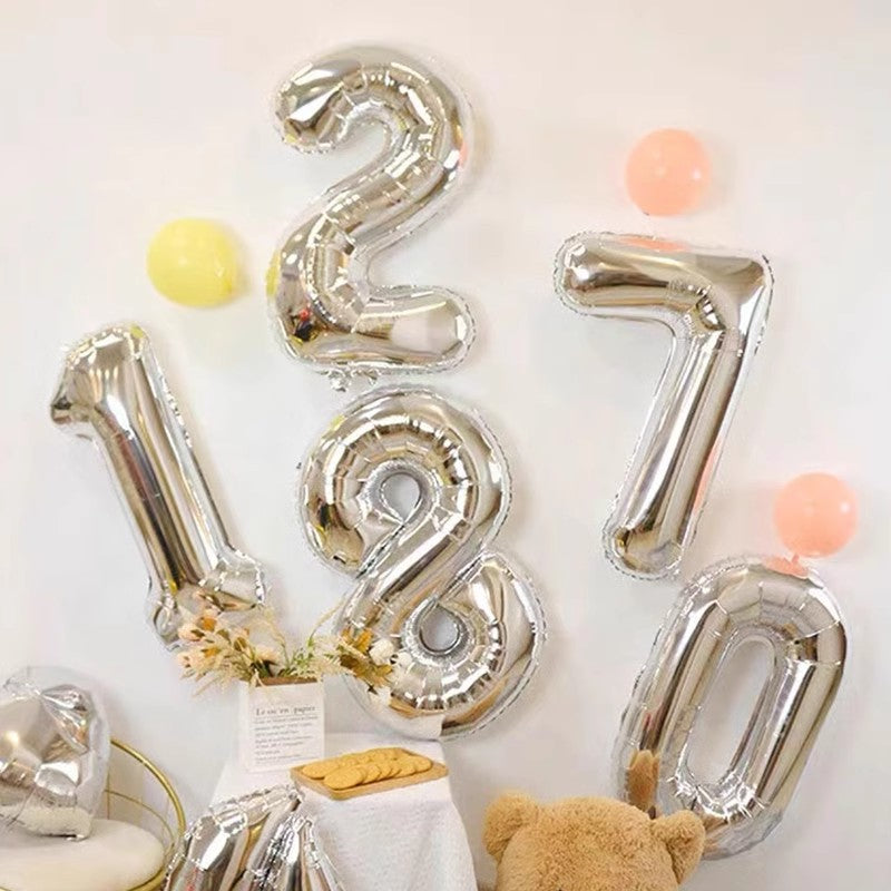 16" Silver Letter Balloons Alphabet Number Foil Mylar Balloons Number "7"