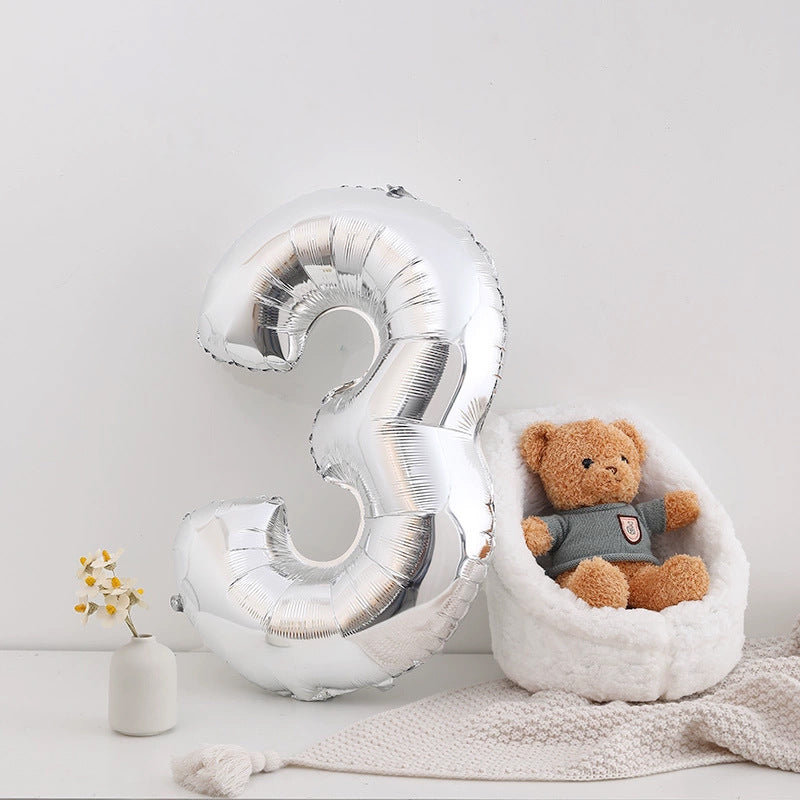 16" Silver Letter Balloons Alphabet Number Foil Mylar Balloons Number "7"