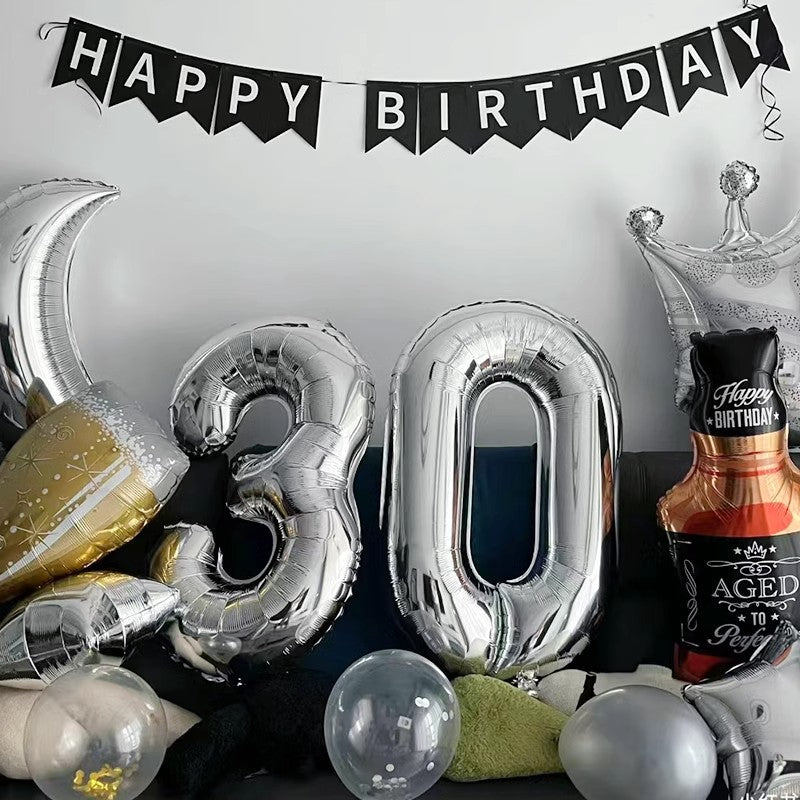16" Silver Letter Balloons Alphabet Number Foil Mylar Balloons Number "9"