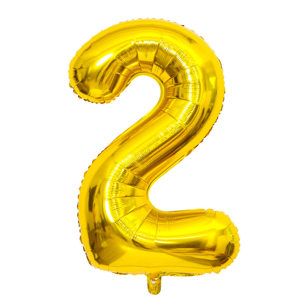 32" Gold Letter Balloons Alphabet Number Foil Mylar Balloons Number "2"
