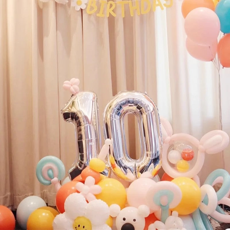 16" Silver Letter Balloons Alphabet Number Foil Mylar Balloons Number "6"