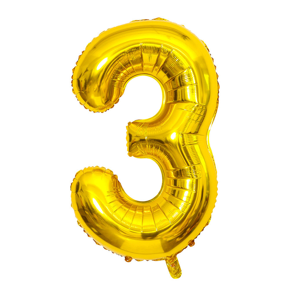 32" Gold Letter Balloons Alphabet Number Foil Mylar Balloons Number "3"