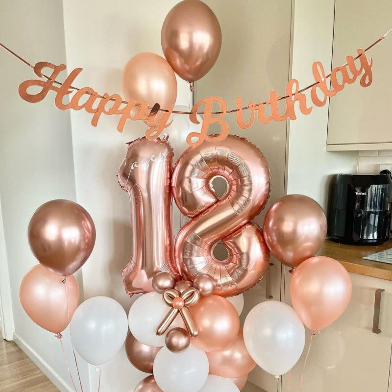 16" Rose Gold Letter Balloons Alphabet Number Foil Mylar Balloons Number "5"