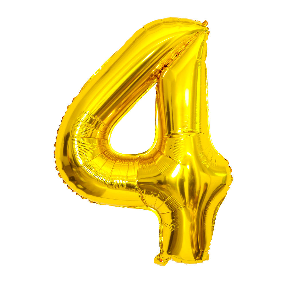 32" Gold Letter Balloons Alphabet Number Foil Mylar Balloons Number "4"