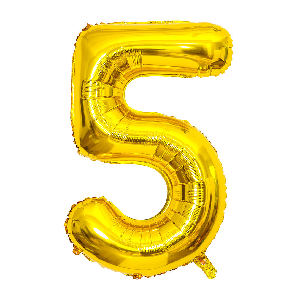 32" Gold Letter Balloons Alphabet Number Foil Mylar Balloons Number "5"