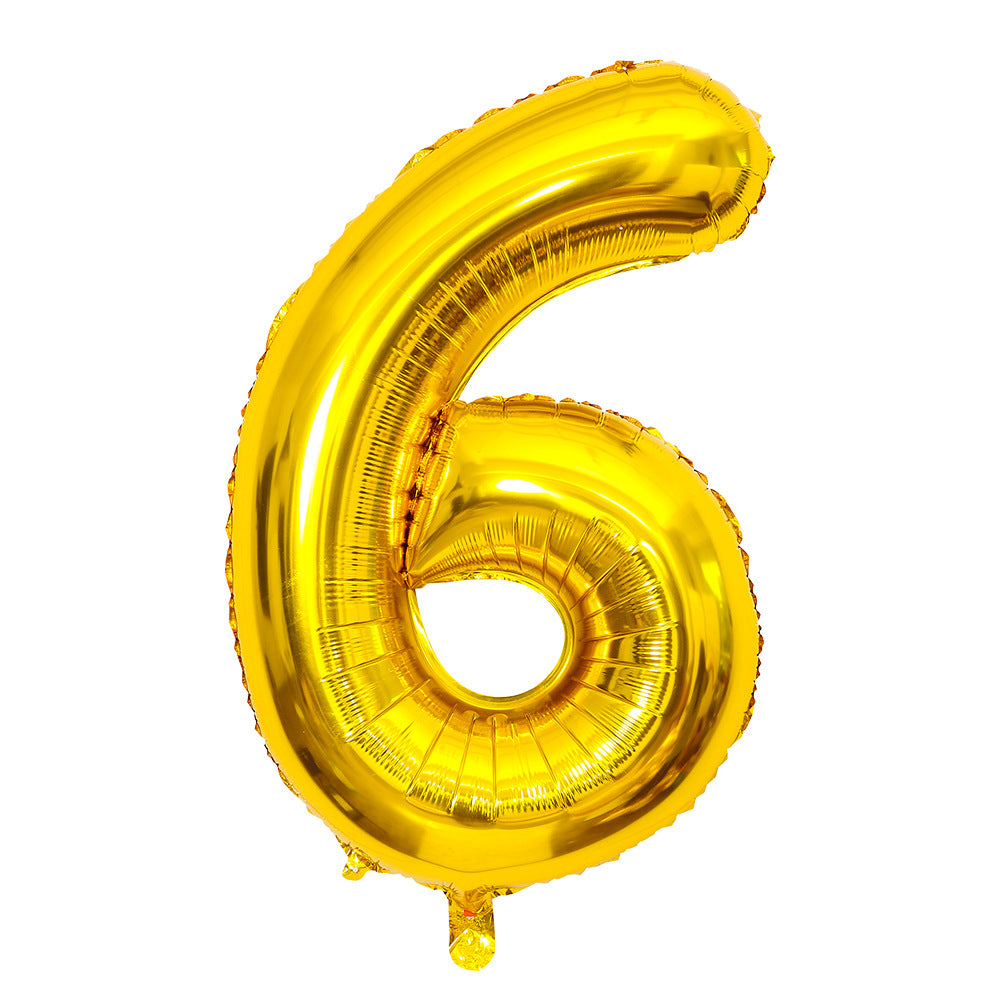 32" Gold Letter Balloons Alphabet Number Foil Mylar Balloons Number "6"