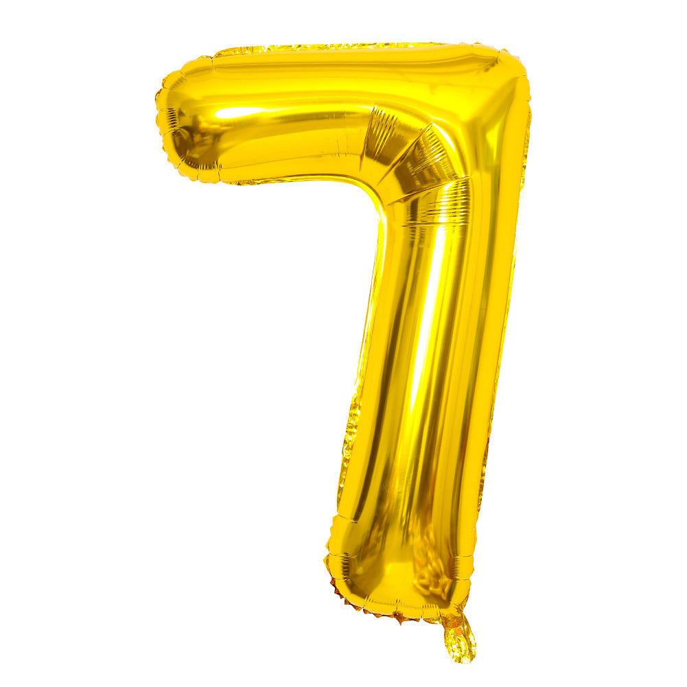 32" Gold Letter Balloons Alphabet Number Foil Mylar Balloons Number "7"