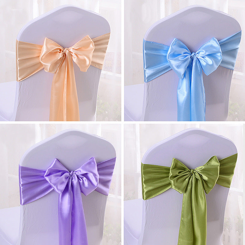 5 Pc Satin Chair Cover Sashes Bows  6.8" x 110" Avocado