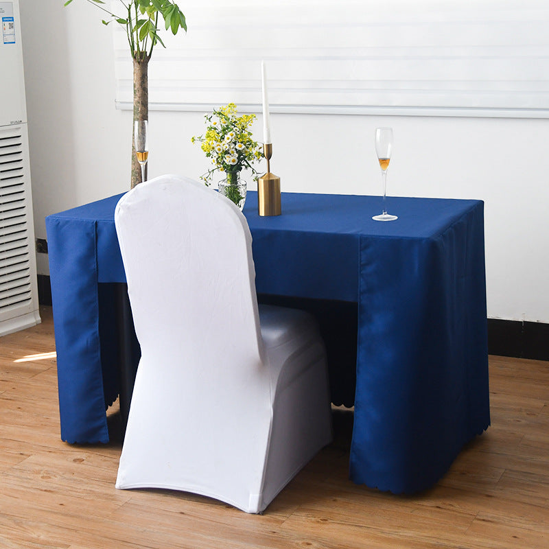 Open Back Fitted Rectangle Tablecloths 72"x30" For 6 Foot Tables Navy Blue