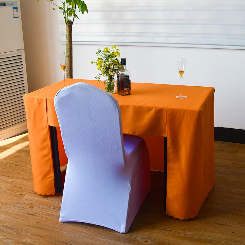 Open Back Fitted Rectangle Tablecloths 72"x30" For 6 Foot Tables Orange