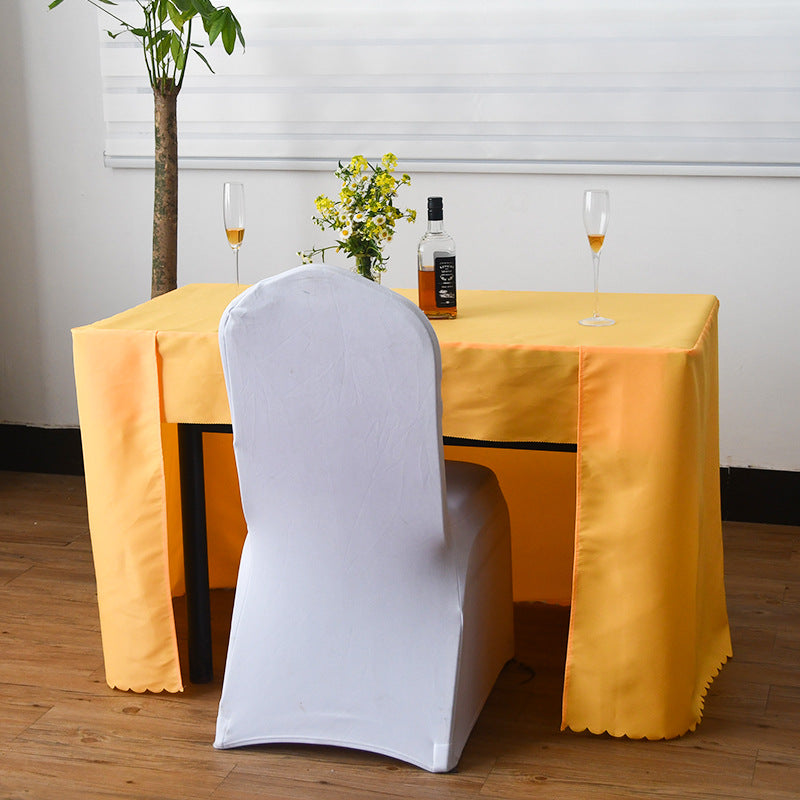 Open Back Fitted Rectangle Tablecloths 72"x30" For 6 Foot Tables Gold