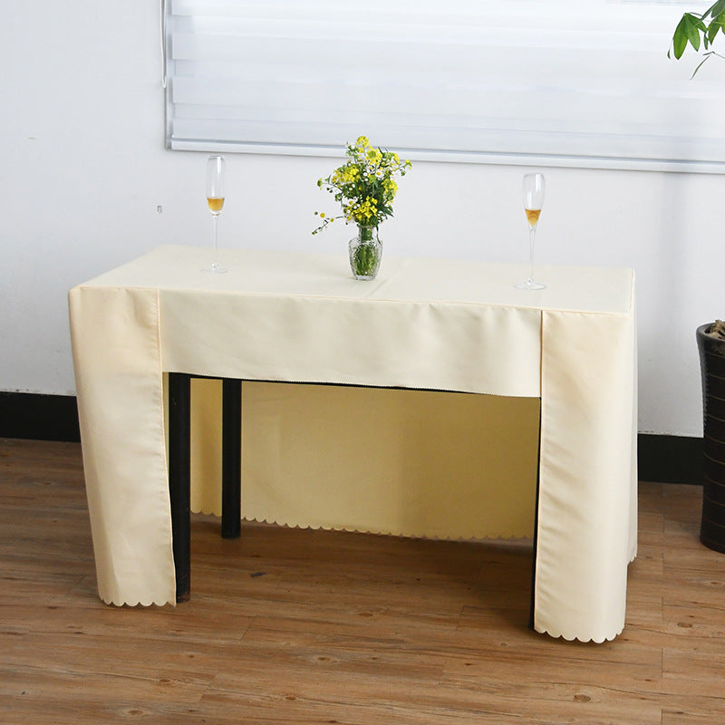 Open Back Fitted Rectangle Tablecloths 72"x30" For 6 Foot Tables Beige