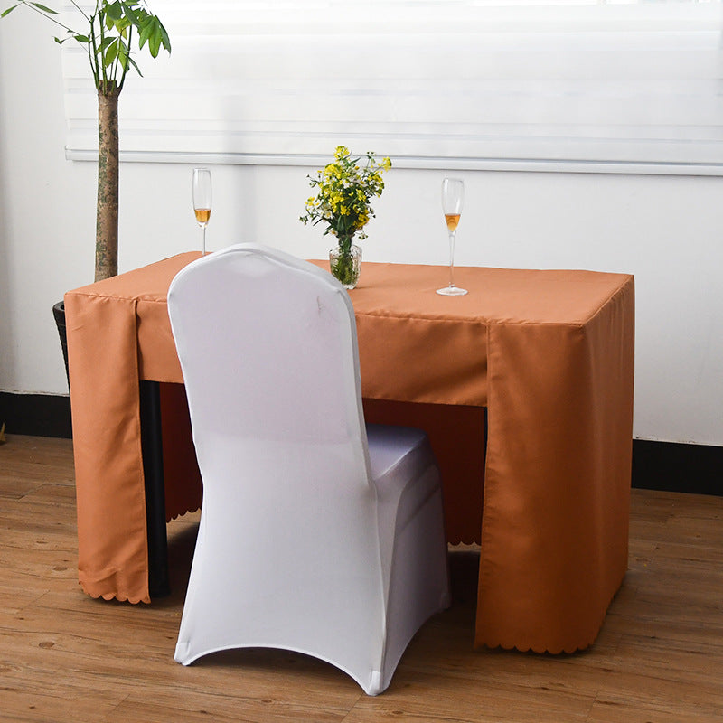 Open Back Fitted Rectangle Tablecloths 72"x30" For 6 Foot Tables Light Brown