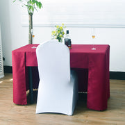 Open Back Fitted Rectangle Tablecloths 72"x30" For 6 Foot Tables Burgundy
