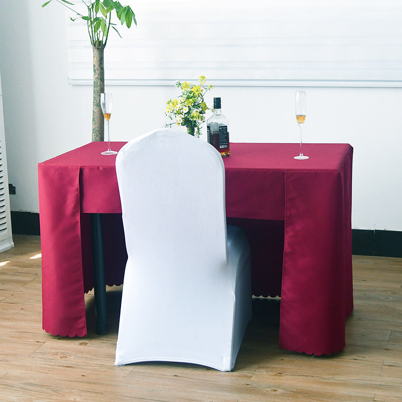 Open Back Fitted Rectangle Tablecloths 72"x30" For 6 Foot Tables Burgundy