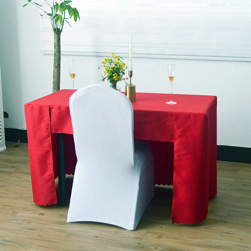 Open Back Fitted Rectangle Tablecloths 72"x30" For 6 Foot Tables Red