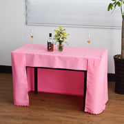 Open Back Fitted Rectangle Tablecloths 72"x30" For 6 Foot Tables Pink