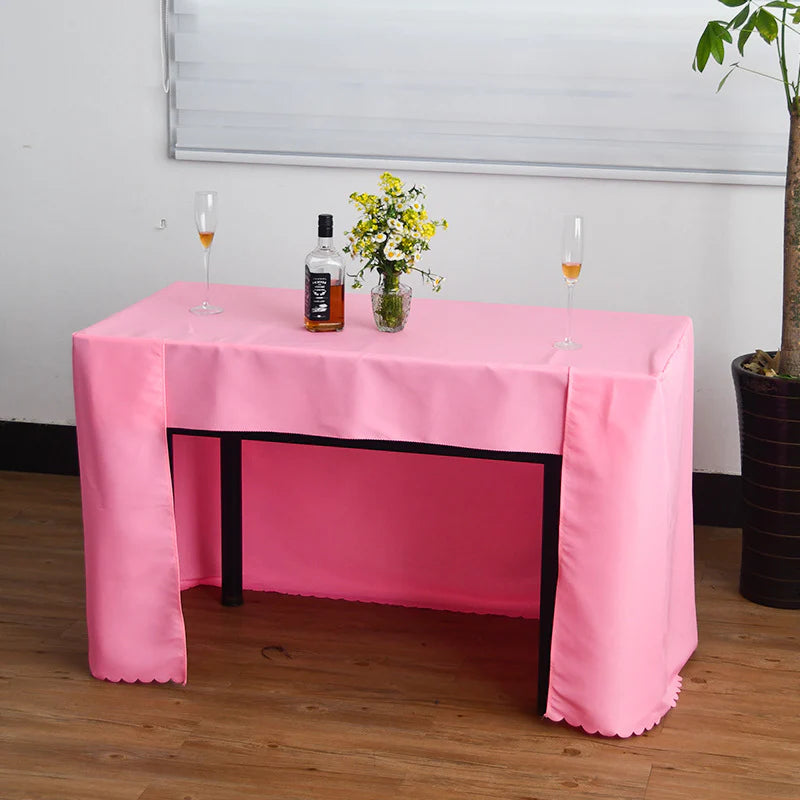 Open Back Fitted Rectangle Tablecloths 72"x30" For 6 Foot Tables Pink