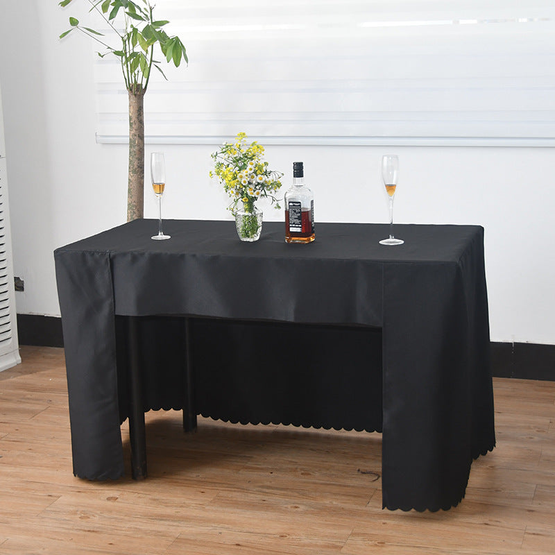 Open Back Fitted Rectangle Tablecloths 72"x30" For 6 Foot Tables Black