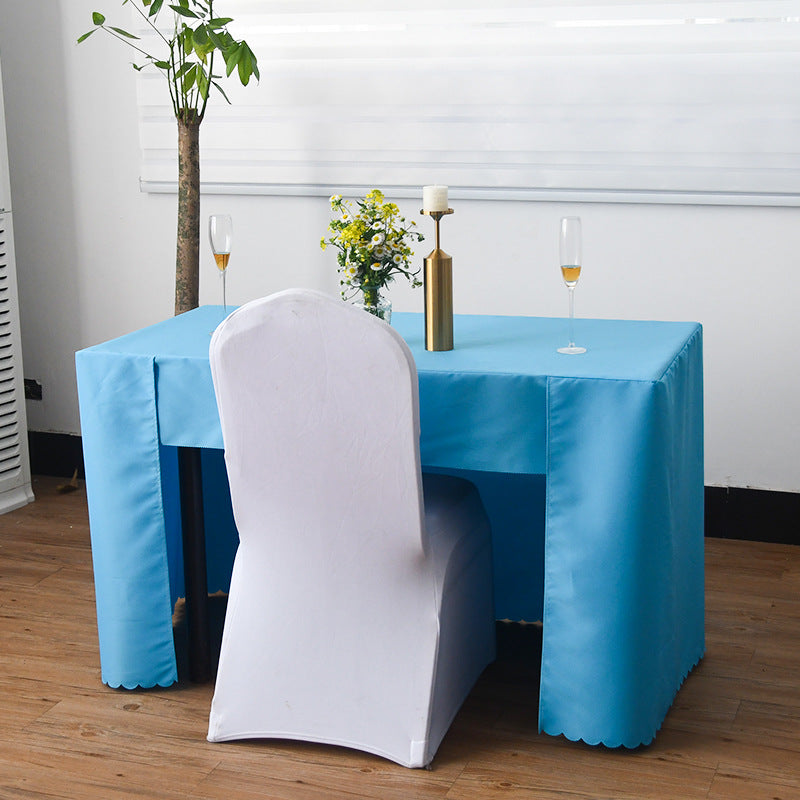 Open Back Fitted Rectangle Tablecloths 72"x30" For 6 Foot Tables Sky Blue