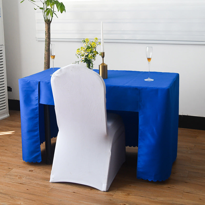 Open Back Fitted Rectangle Tablecloths 72"x30" For 6 Foot Tables Royal Blue