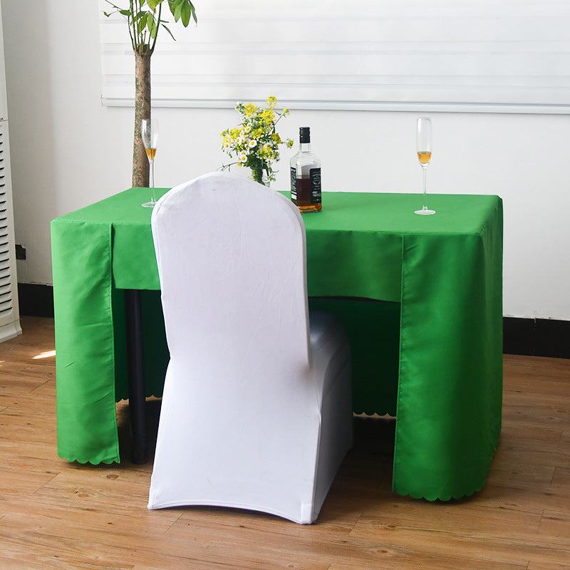 Open Back Fitted Rectangle Tablecloths 72"x30" For 6 Foot Tables Emerald Green