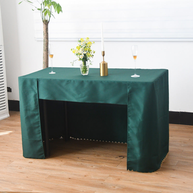 Open Back Fitted Rectangle Tablecloths 72"x30" For 6 Foot Tables Dark Green