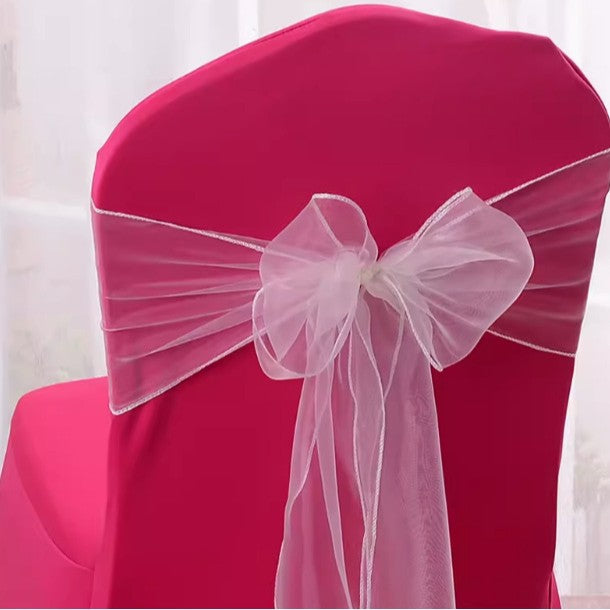 5 Pc Organza Chair Sashes Sheer Beige