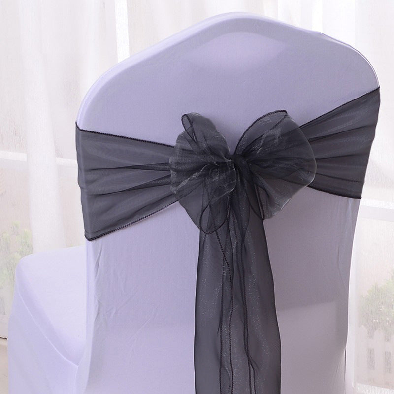 5 Pc Organza Chair Sashes Sheer Black