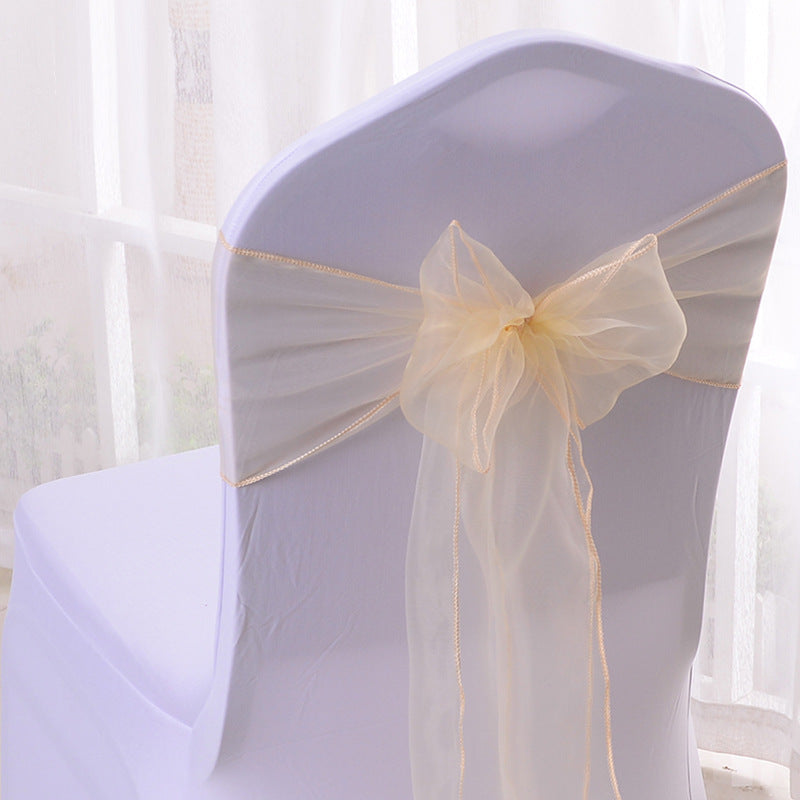 5 Pc Organza Chair Sashes Sheer Champagne