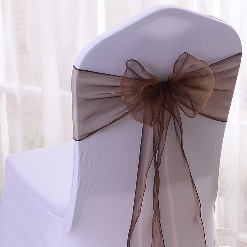 5 Pc Organza Chair Sashes Sheer Dark Brown