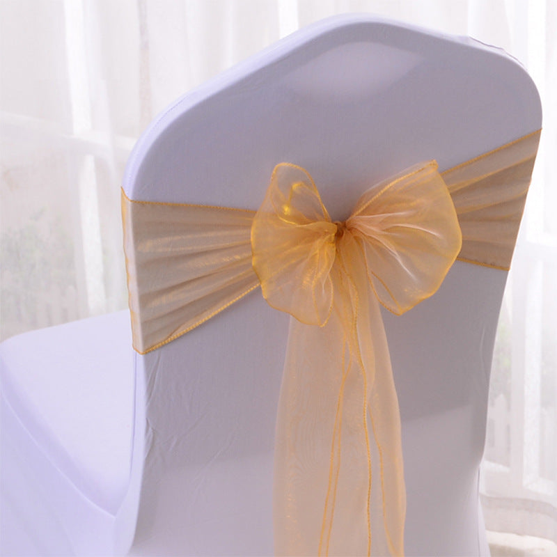 5 Pc Organza Chair Sashes Sheer Gold