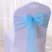 5 Pc Organza Chair Sashes Sheer Lake Blue
