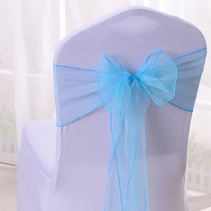 5 Pc Organza Chair Sashes Sheer Lake Blue