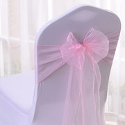 5 Pc Organza Chair Sashes Sheer Light Pink