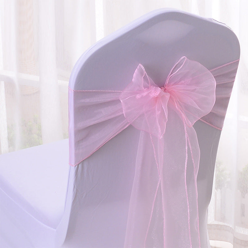 5 Pc Organza Chair Sashes Sheer Light Pink