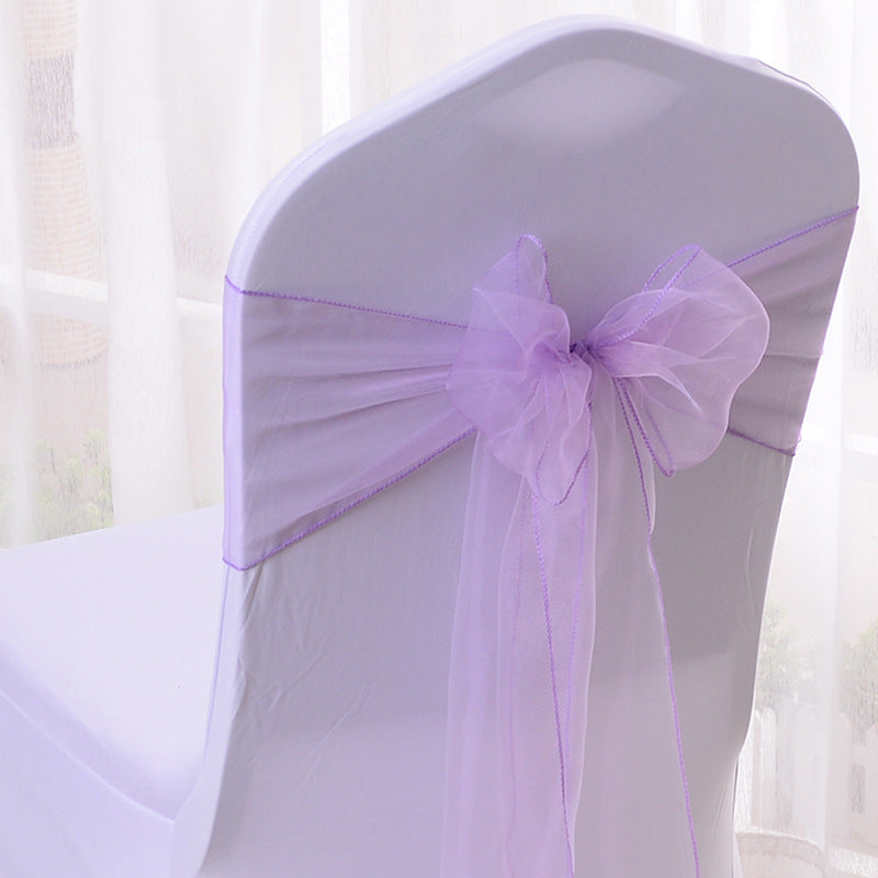 5 Pc Organza Chair Sashes Sheer Light Purple