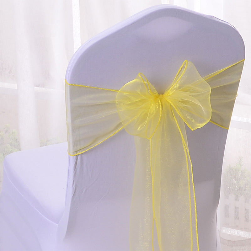 5 Pc Organza Chair Sashes Sheer Light Yellow