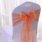 5 Pc Organza Chair Sashes Sheer Orange