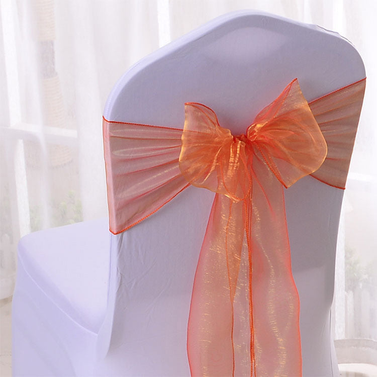 5 Pc Organza Chair Sashes Sheer Orange
