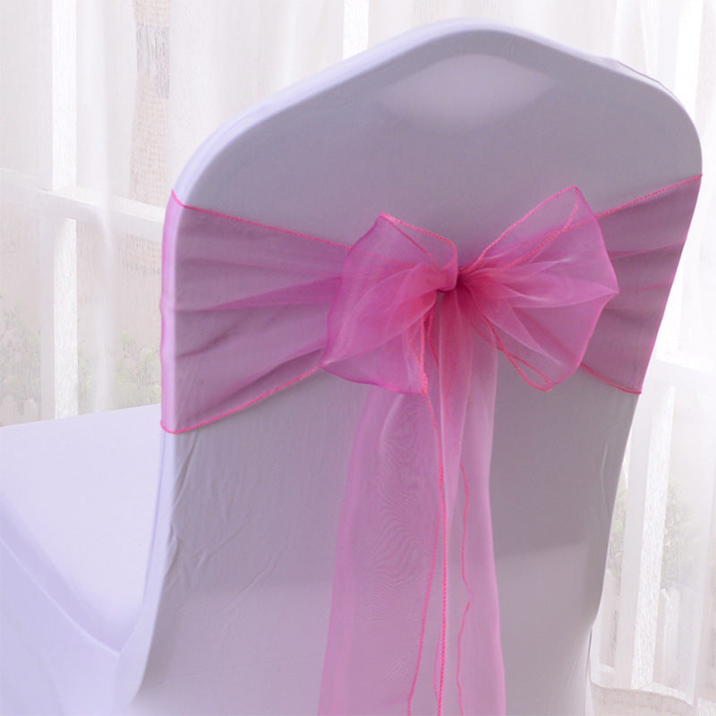 5 Pc Organza Chair Sashes Sheer Rose Red