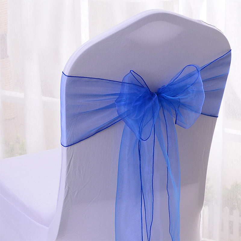 5 Pc Organza Chair Sashes Sheer Royal Blue