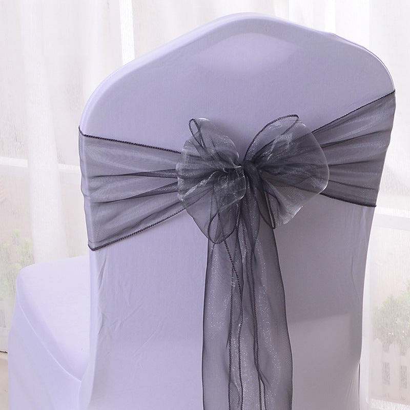 5 Pc Organza Chair Sashes Sheer Silver Gray